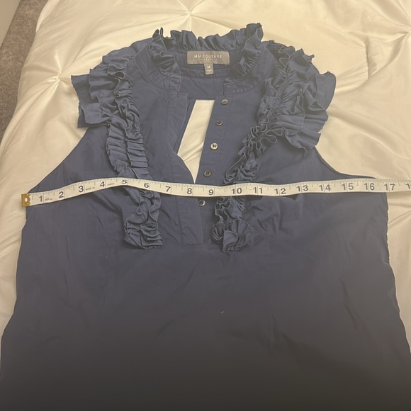 Blue Ruffled Sleeveless Top 💥 - Picture 7 of 8